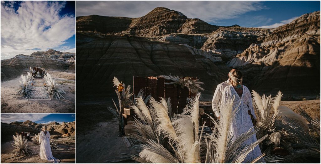 Badlands Elopement in Alberta outside Drumheller - the couple