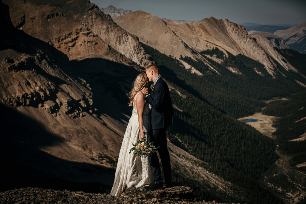 Alberta elopement photo, bride and groom