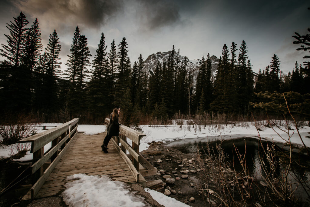 Winter outdoor engagement photoshoot in Alberta