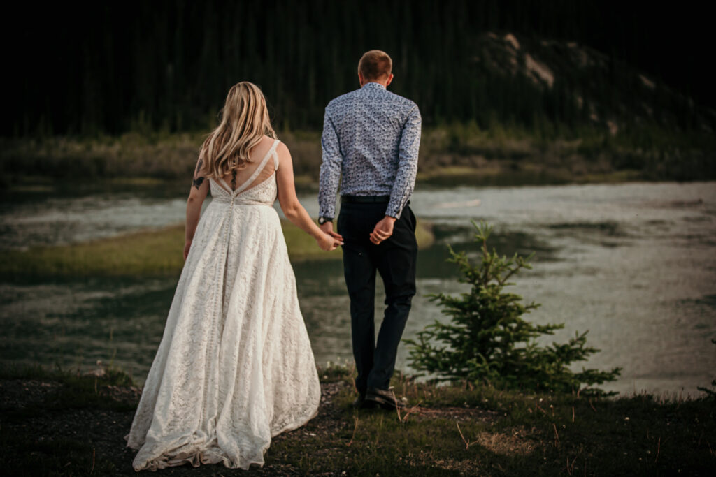 Romantic bride and groom Alberta elopement photo