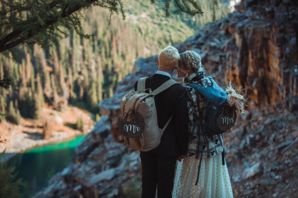 Couple with just eloped backpacks