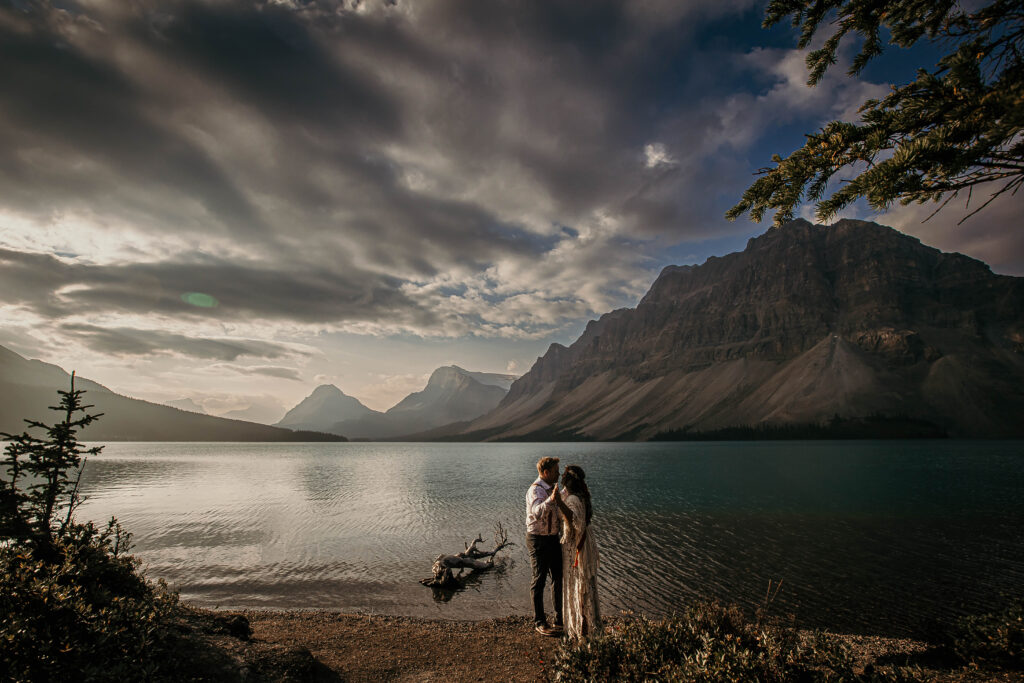 sunrise mountain elopement in Banff