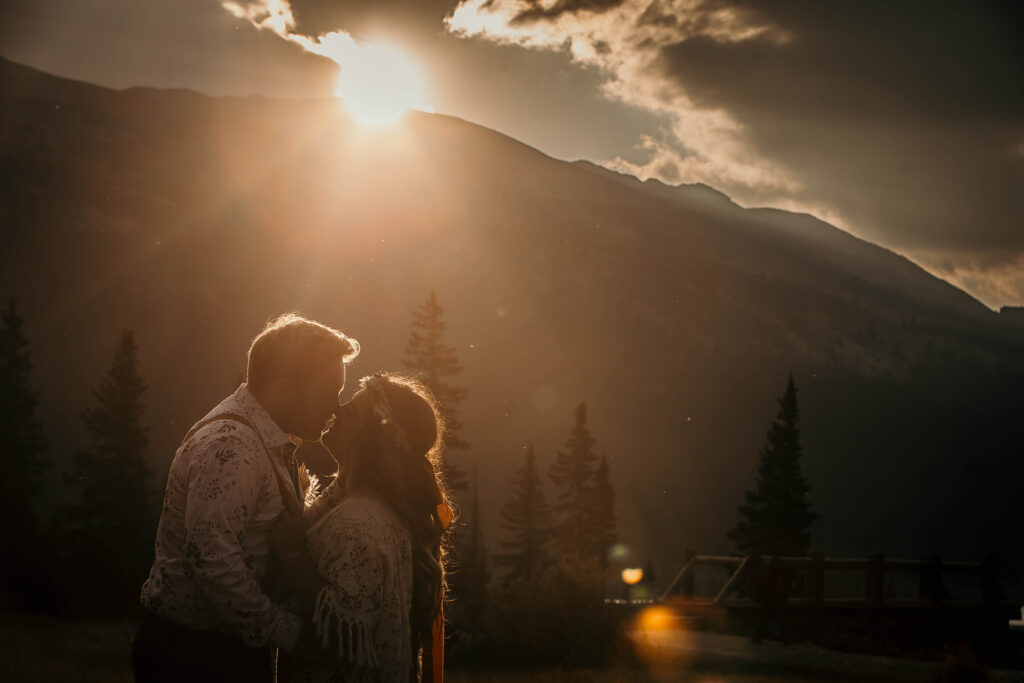 sunrise mountain elopement in Banff