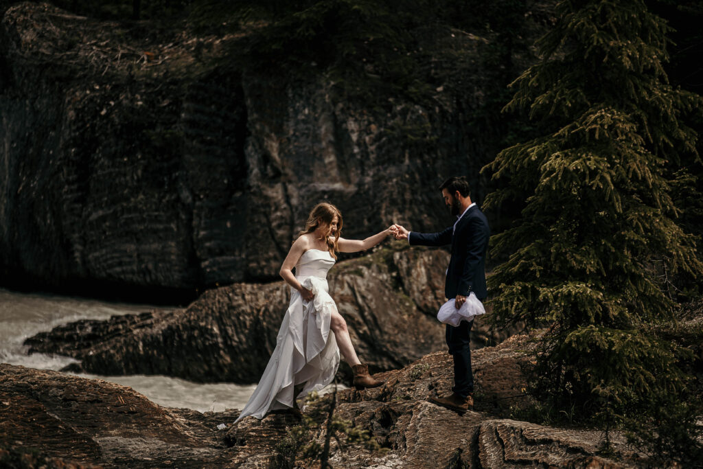 Couple sharing a quiet moment during an experience-led adventure wedding